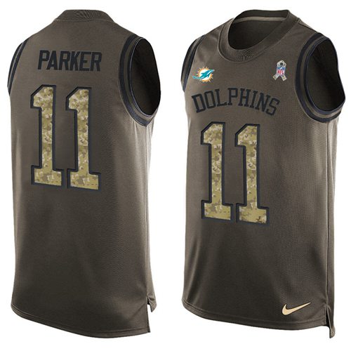 Nike Dolphins #11 DeVante Parker Green Men's Stitched NFL Limited Salute To Service Tank Top Jersey